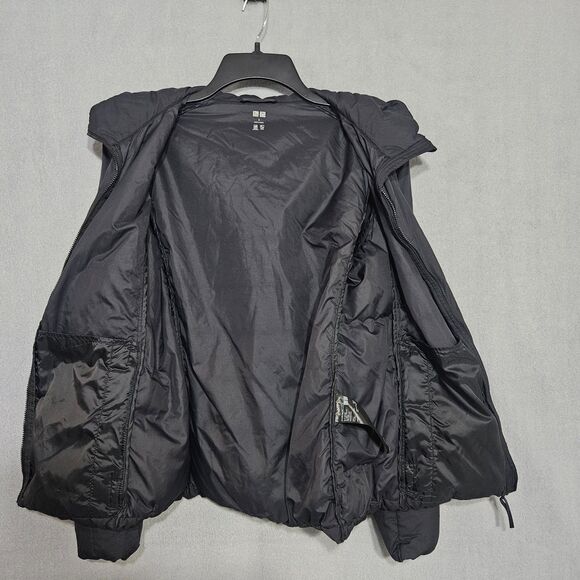 Uniqulo Packable Down Puffer Coat Women's Size Small Black Lightweight With Hood - Picture 7 of 10
